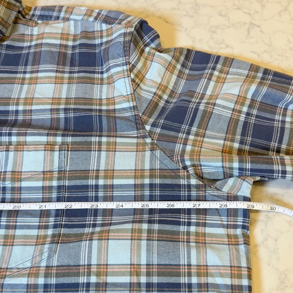 L.L. Bean Comfort Stretch Oxford Shirt XXL Tall Blue Plaid Slightly Fitted - Picture 5 of 8